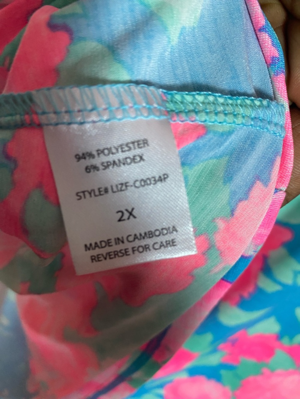 Dear Scarlett Teal Tunic with Neon Tropical Pink Floral Print - Picture 9 of 10